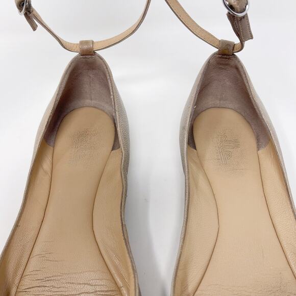Belle by Sigerson Morrison Size 7.5 Cream Sable Flats Ankle Strap Pointed Toe - Picture 7 of 15